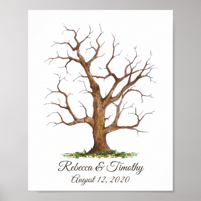 Póster Libro de invitado de árbol de huellas dactilares d (Frente)
