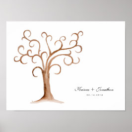 Póster Libro de invitado de árbol de huellas dactilares d