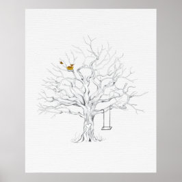 Póster Libro de invitado de árbol de huellas digitales