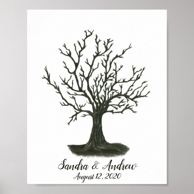 Póster Libro de invitado de árbol de huellas digitales de (Frente)