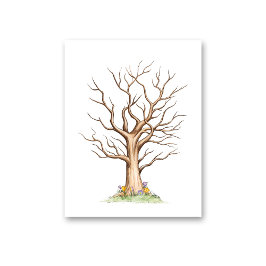 Póster Libro de invitado de árbol de huellas digitales si