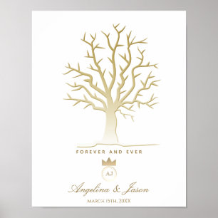 Póster Libro de invitado de Boda de árbol de huellas digi