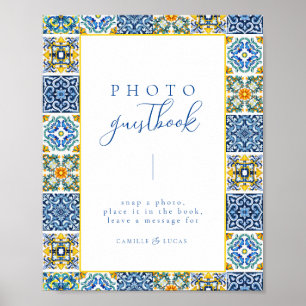Póster Libro de invitados Blue Mediterranean Tile and Cit