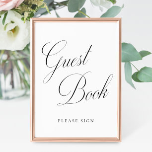 Póster Libro de Invitados Boda Caligrafía Vintage Eleganc