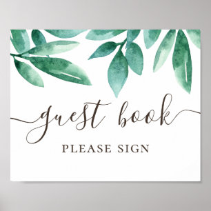 Póster Libro de invitados. Boda de bosque con vegetación 