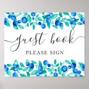Póster Libro de invitados. Bodas de escritura de arándano