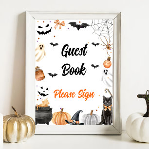 Póster " Libro de invitados " Boo Black Cat Halloween Rót