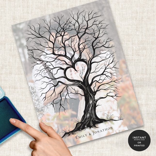 Póster Libro de invitados de árbol de huella digital de s (Alternative guest book idea)