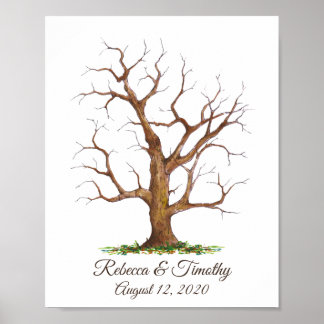 Póster Libro de invitados de árbol de huellas dactilares 