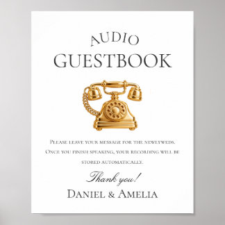 Póster Libro de invitados de audio de teléfono signo Boda