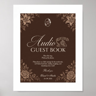 Póster Libro de invitados de audio de teléfono signo de b