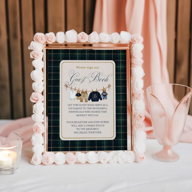 Póster Libro de invitados de baby shower a cuadros con os (Subido por el creador)