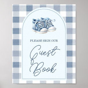 Póster Libro de invitados de baby shower a cuadros Zapato