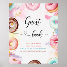 Libro de invitados de baby shower acuarela Donut T