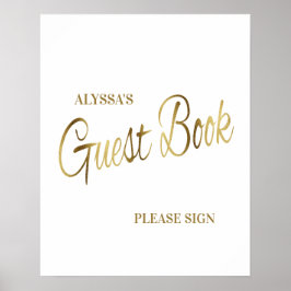 Póster Libro de invitados de baby shower de oro blanco el