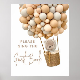 Póster Libro de invitados de Baby Shower moderno con glob