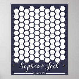 Póster libro de invitados de bee honeycomb boda