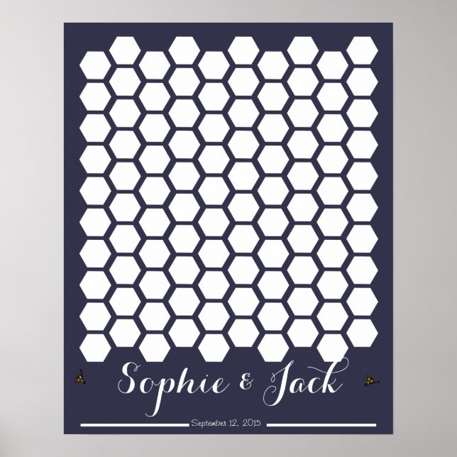 Póster libro de invitados de bee honeycomb boda (Frente)