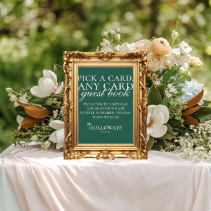 Póster Libro de invitados de boda con cartas de juego ver