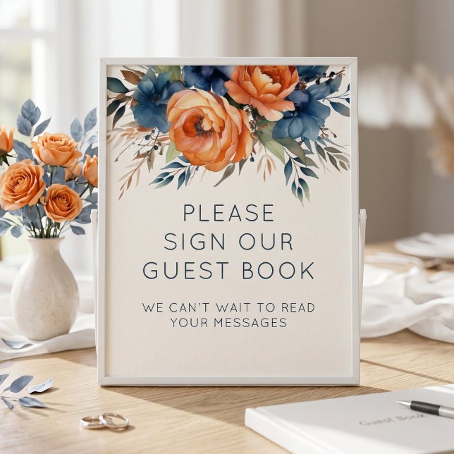 Póster Libro de invitados de boda con flores de naranja q (Subido por el creador)