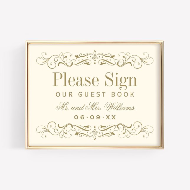 Póster Libro de invitados de boda con florituras antiguas (Subido por el creador)