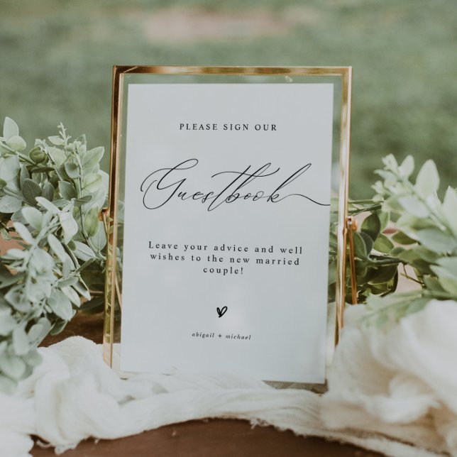 Póster Libro de invitados de boda con letra cursiva elega (Subido por el creador)