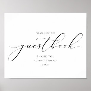 Póster Libro de invitados de boda de lujo con letrero de 