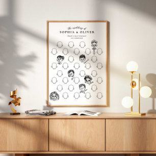 Póster Libro de invitados de boda Dibuja tu cartel de car