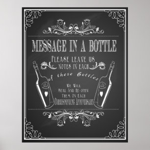 Póster Libro de invitados de boda "Mensaje en una botella
