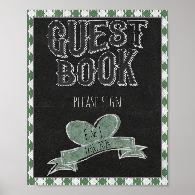 Póster Libro de Invitados de Fiesta de BBQ Parrillada Señ (Frente)