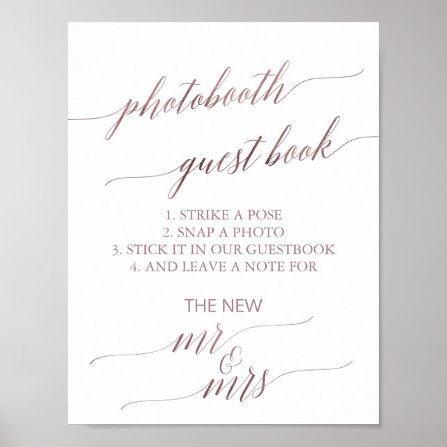 Póster Libro de invitados de fotomatón con caligrafía en  (Frente)