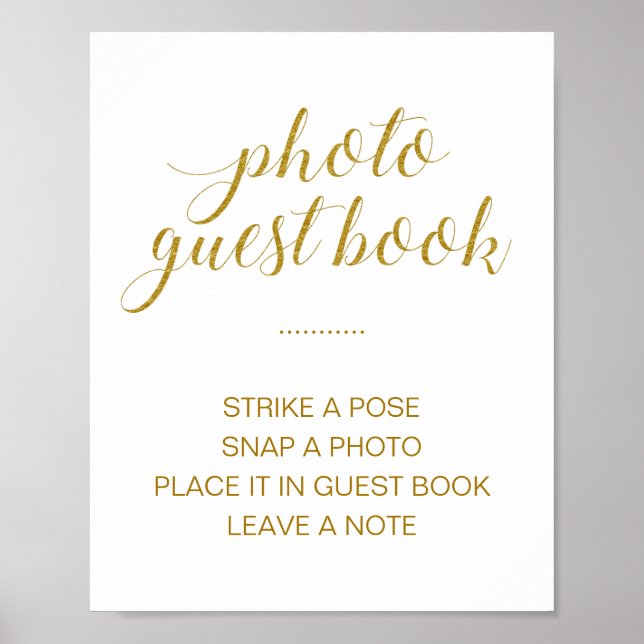 Póster Libro de invitados de fotos de boda con letrero el (Frente)