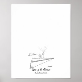Póster Libro de invitados de huella digital de amor para