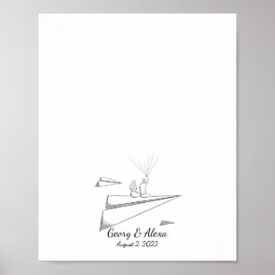 Póster Libro de invitados de huella digital de amor para 