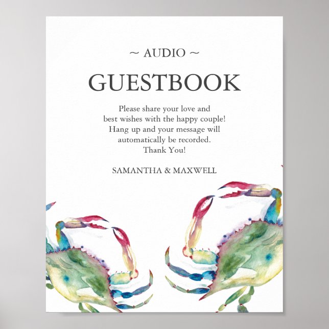 Póster Libro de invitados de teléfono para boda en la pla (Frente)
