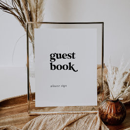 Póster Libro de invitados de tipografía negra moderna