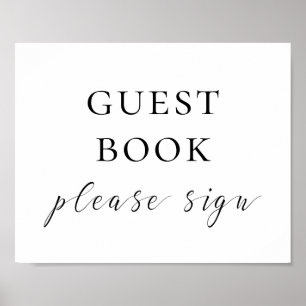 Póster Libro de invitados firmar. Boda de escritura en ne