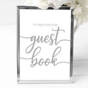 Póster Libro de Invitados Letra Caligráfica Elegante Plat