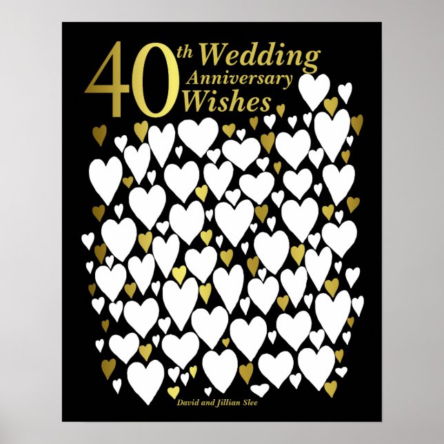 Póster Libro de invitados para 40º aniversario de boda (Frente)
