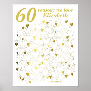 Póster Libro de invitados para 60 cumpleaños - 60 razones