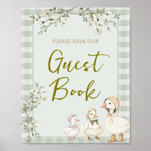 Póster Libro de invitados para baby shower de Mamá Gansa