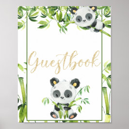 Póster Libro de invitados para baby shower de panda sin d