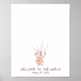 Póster Libro de invitados para bebé recién nacido con hue