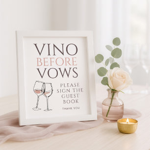 Póster Libro de Invitados para Despedida de Soltera Vino