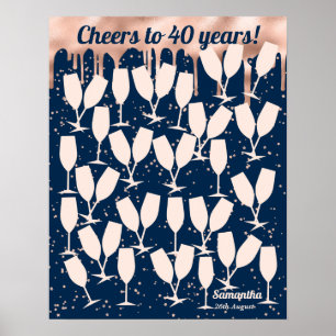 Póster Libro de invitados para el 40 cumpleaños de Rose -