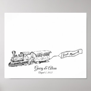 Póster Libro de invitados para huellas dactilares de tren