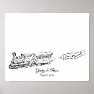 Póster Libro de invitados para huellas dactilares de tren