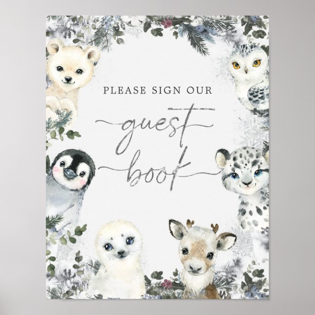 Póster Libro de Invitados por Nacimiento de los Animales  (Frente)