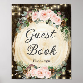 Póster Libro de invitados rustico floral de Rubor encanta