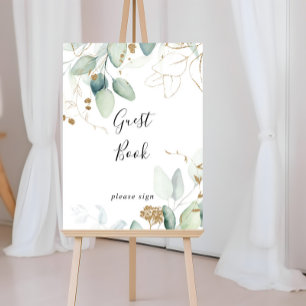 Póster Libro de invitados signo de caligrafía de eucalipt
